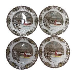 Set of 4 Johnson Brothers The Friendly Village The School House Dinner Plates